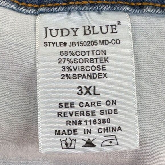 Judy Blue Denim Shorts High Rise Cuffed Hem Women 3XL Stretch Tummy Control - Picture 10 of 13
